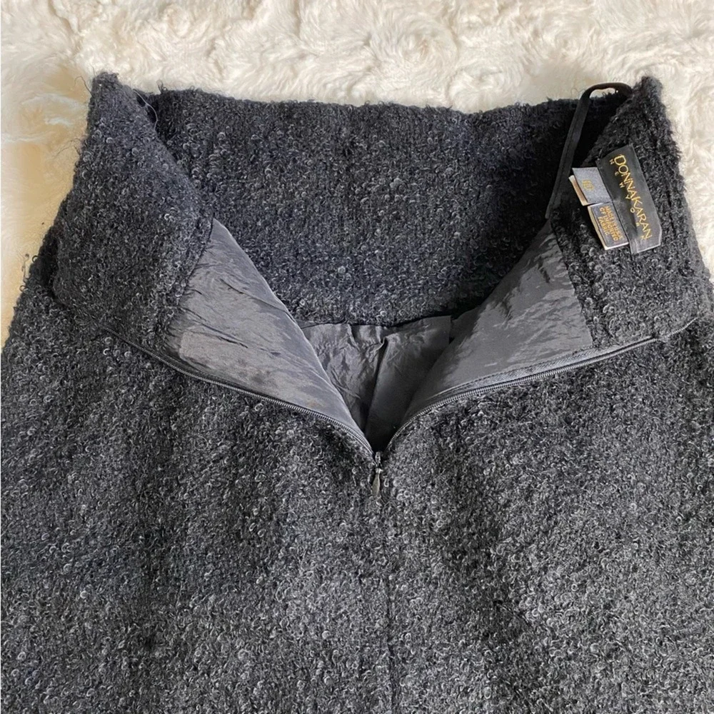 Vintage Donna Karan Women's‎ Midi Pencil Skirt Size 10 Black Wool Mohair Blend